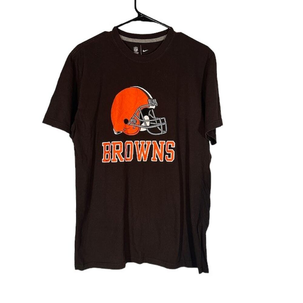 Nike NFL Brown Football BROWNS Team Short Sleeve Cotton T-Shirt Men Sz L
